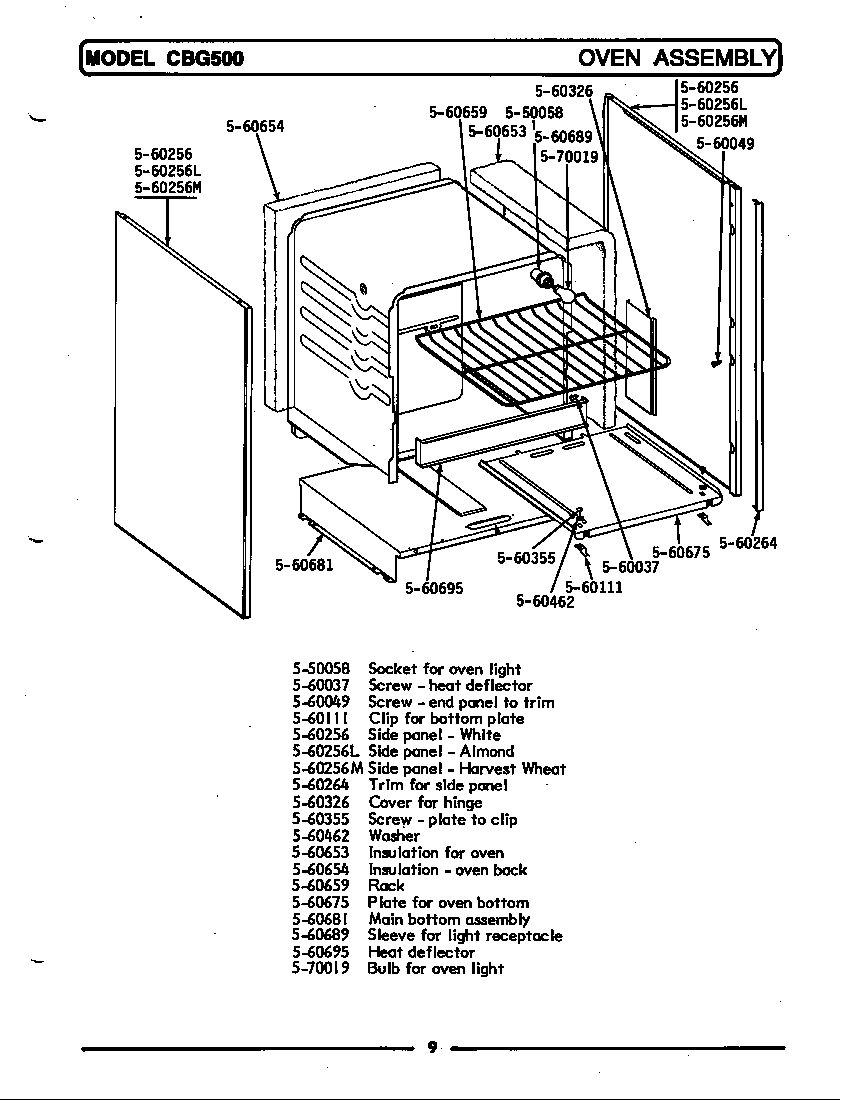 Maytag LCBG500 oven assembly diagram