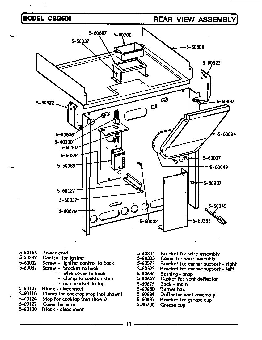 Maytag LCBG500 rear view assembly diagram