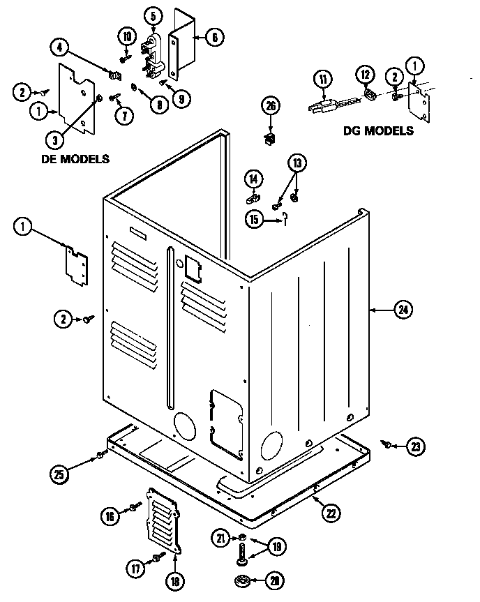 Maytag LDG8414AAE cabinet-rear (lde8414ace) (lde8414acl) (lde8414ade) (ldg8414aae) (ldg8414aal) diagram