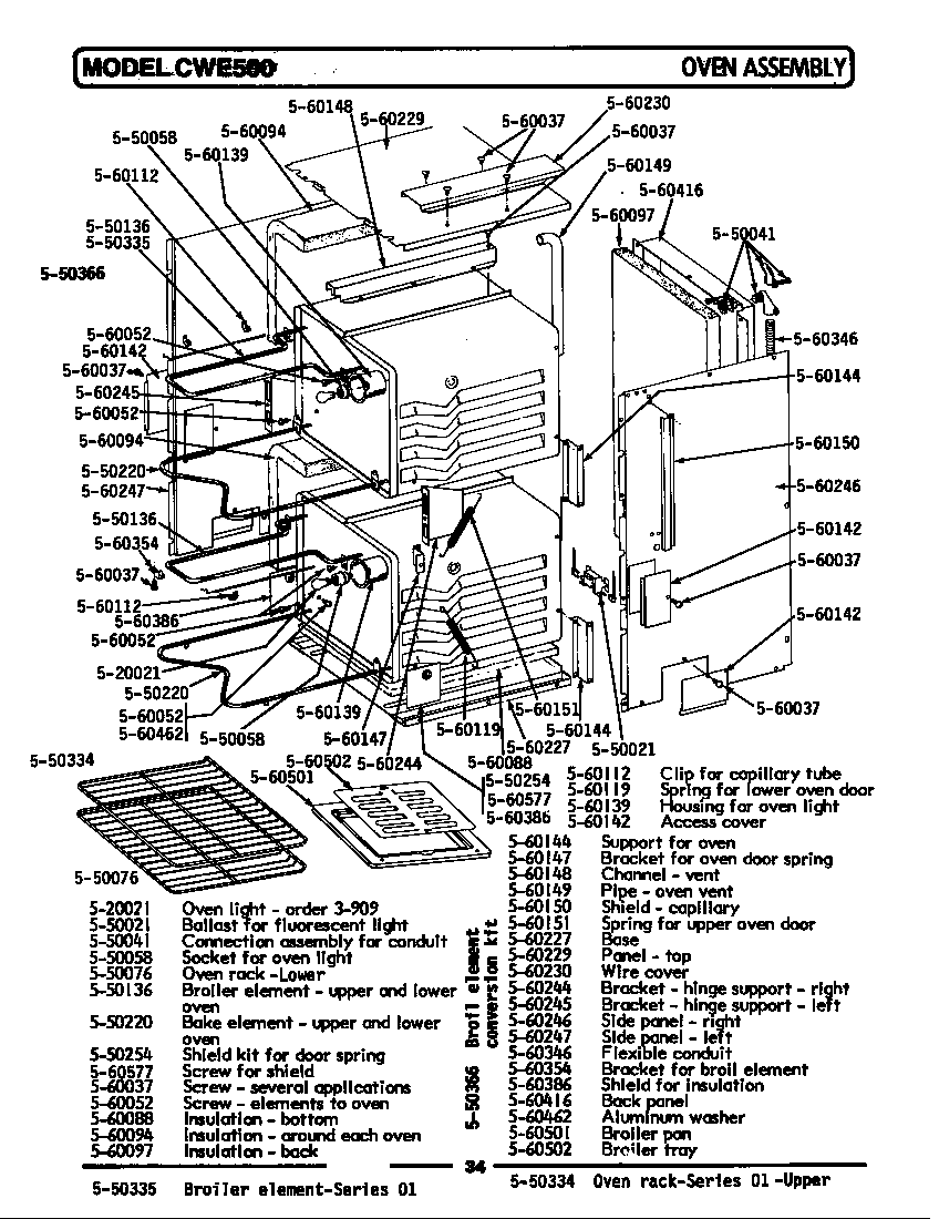 Maytag CWE500 oven assembly diagram
