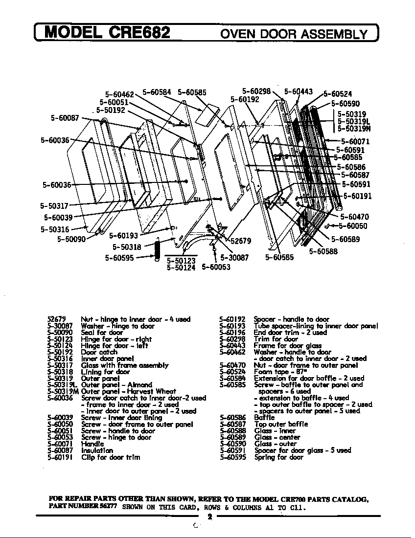 Maytag LCRE682 oven door assembly diagram