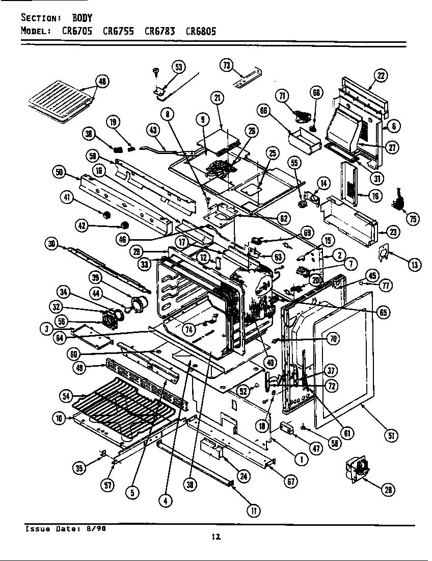 Maytag LCRG755 body diagram