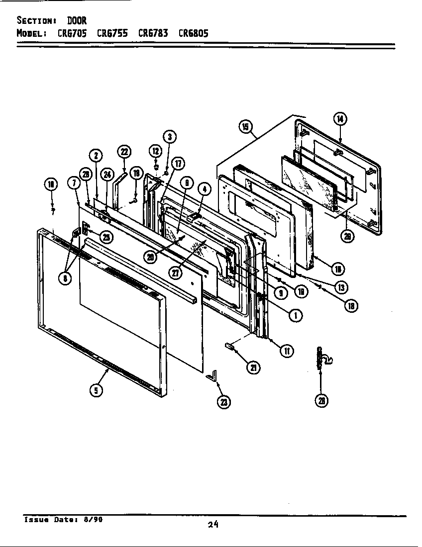 Maytag LCRG755 door diagram