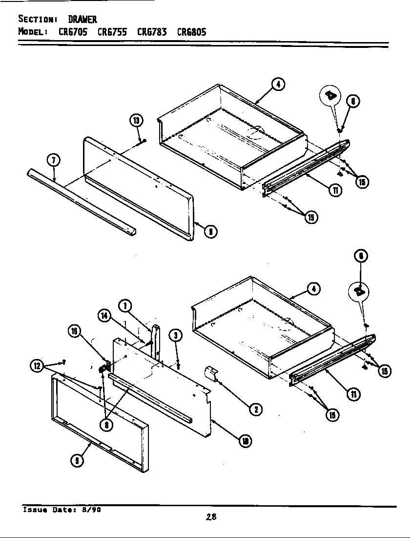 Maytag LCRG755 drawer diagram