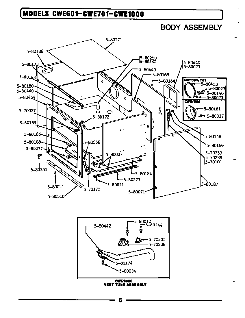 Maytag CWE601 body assembly diagram