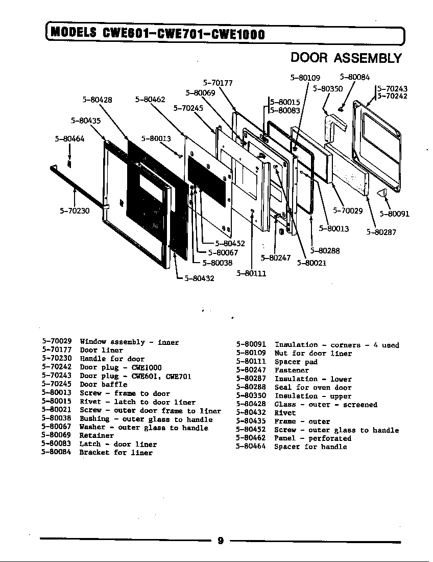 Maytag CWE601 door assembly diagram