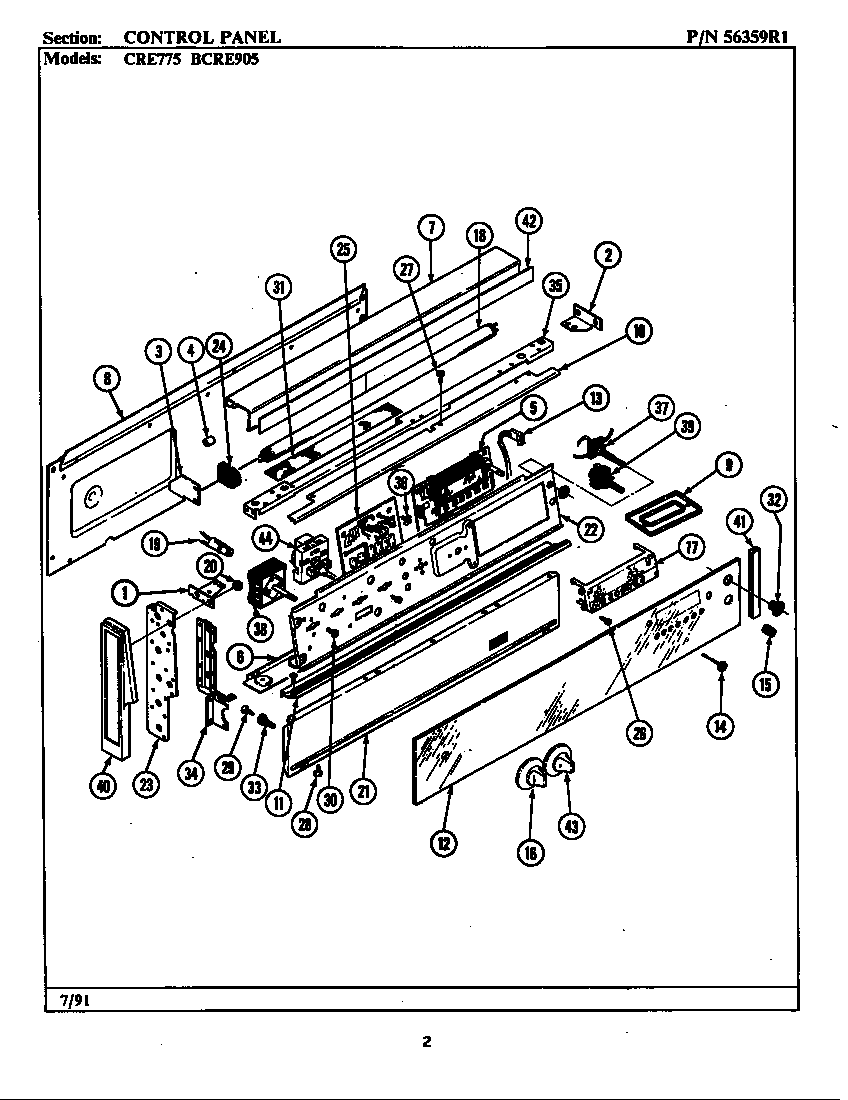 Maytag CRE775 control panel diagram