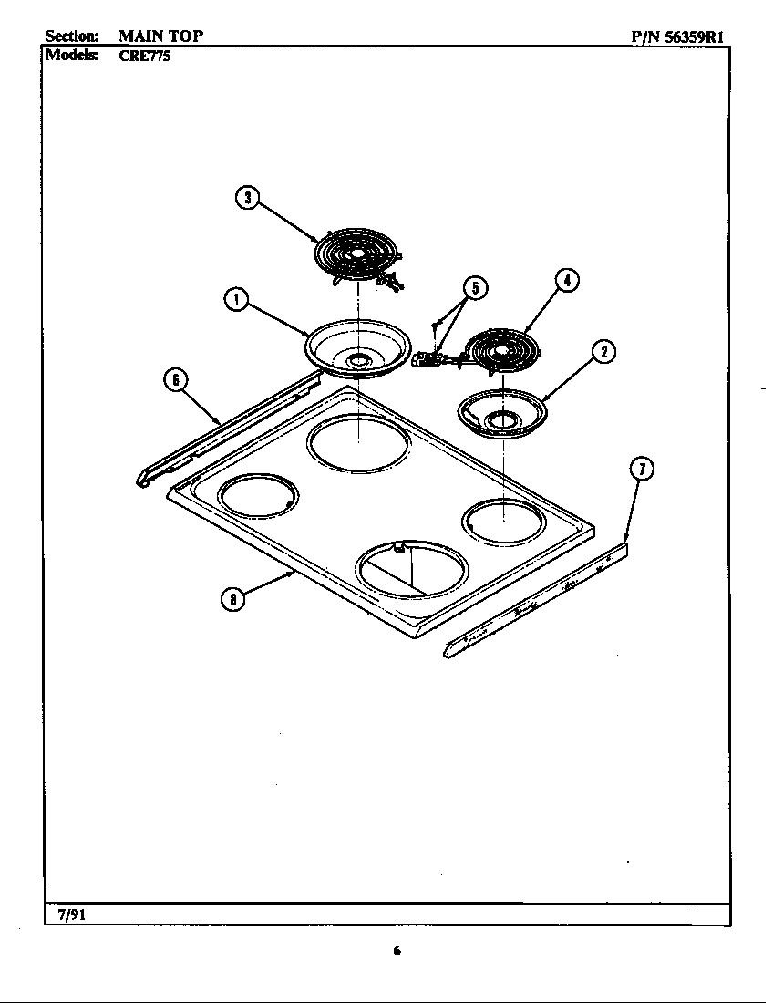 Maytag CRE775 main top (cre775) (cre775) diagram