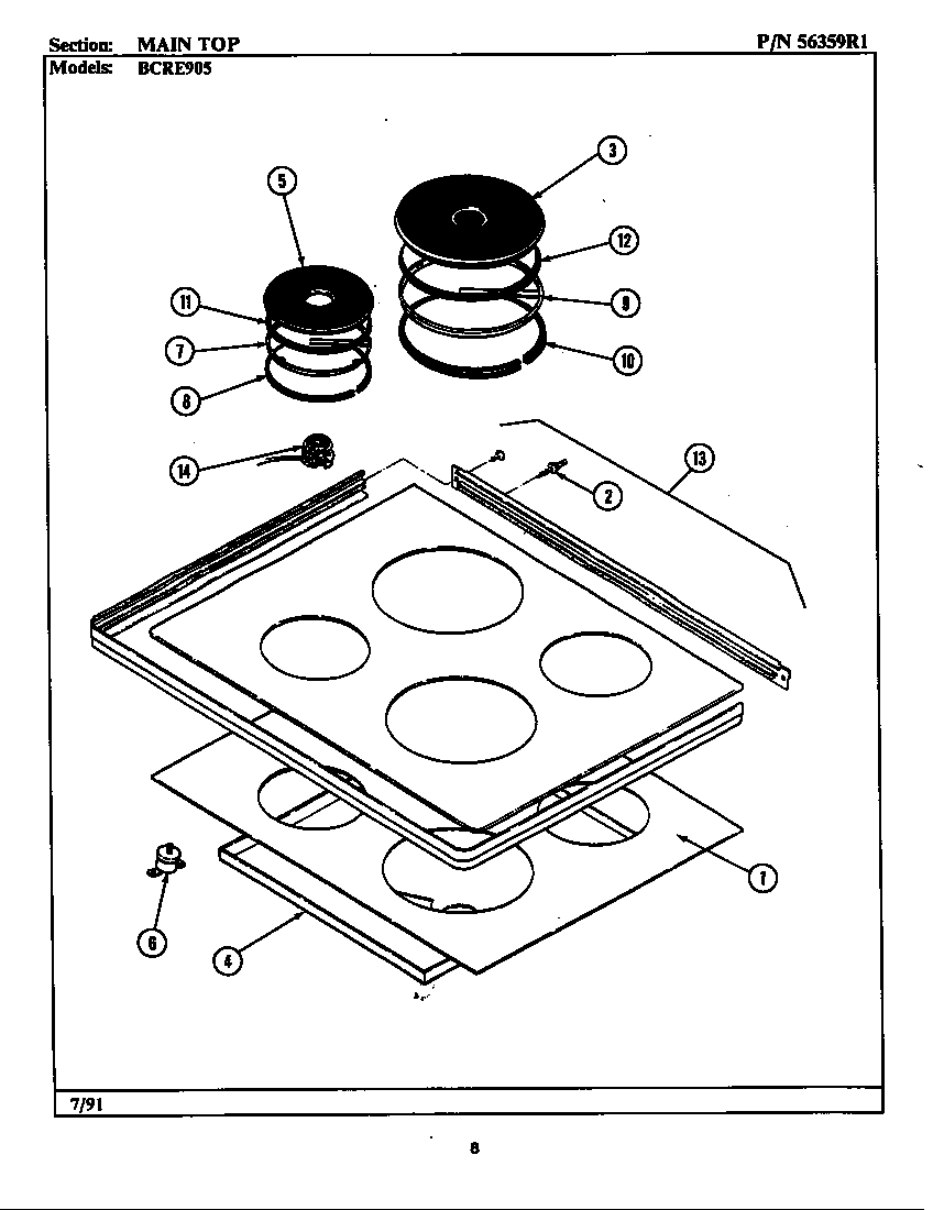 Maytag CRE775 top assembly (bcre905) (bcre905) diagram