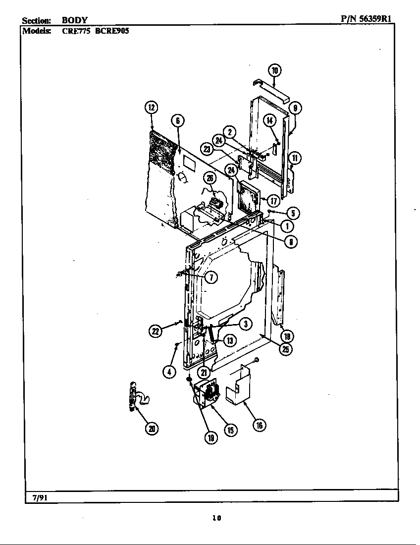 Maytag CRE775 body diagram