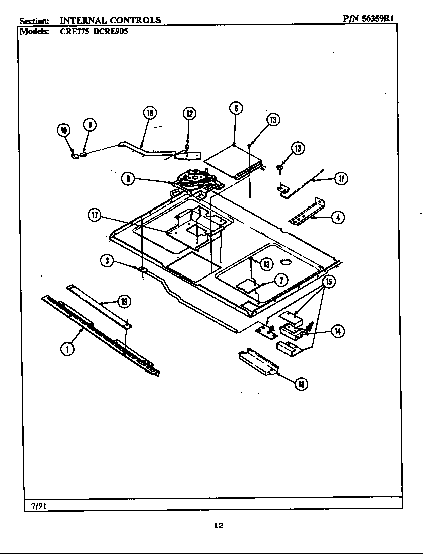 Maytag CRE775 internal controls diagram