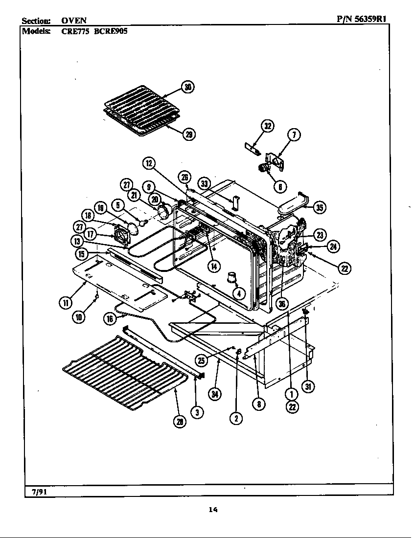 Maytag CRE775 oven diagram