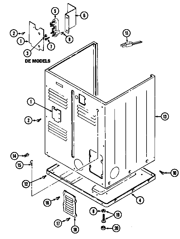 Maytag LDE9804ADL cabinet-rear diagram