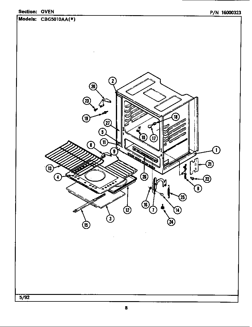 Maytag CBG5010AAL oven diagram