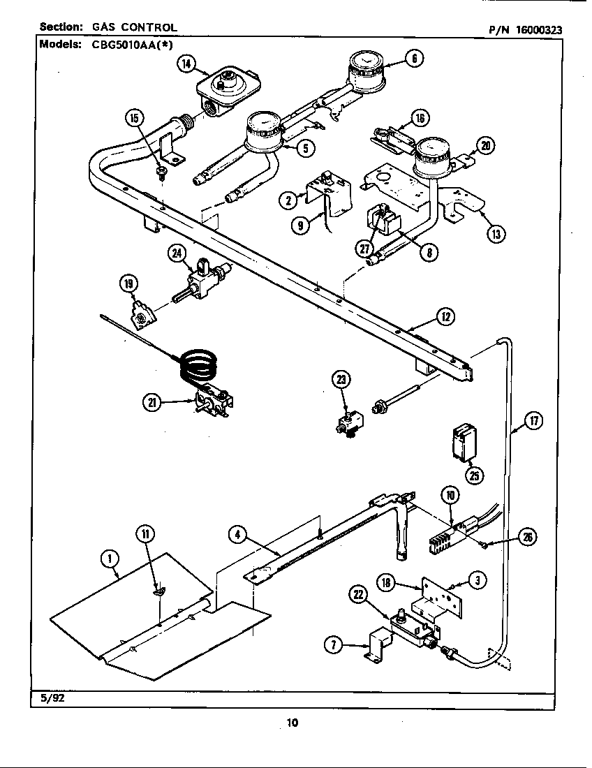 Maytag CBG5010AAL gas controls diagram