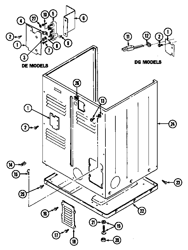 Maytag LDE9904ADE cabinet-rear (lde9904ace) (lde9904acl) (lde9904ade) (ldg9904aae) (ldg9904aal) diagram