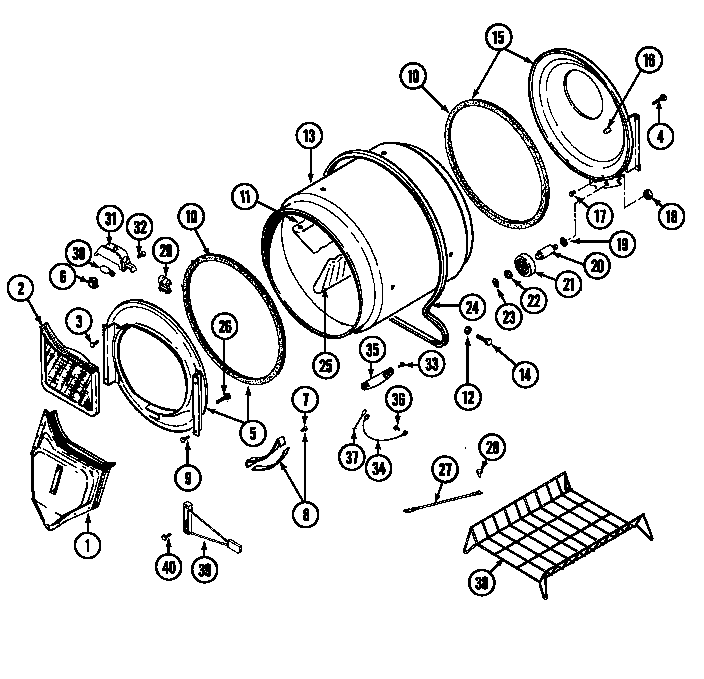 Maytag LDE9904ADE tumbler (lde9904acm & ldg9904aam) (lde9904acm) (ldg9904aam) diagram