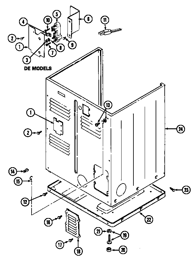 Maytag LDE8424ADE cabinet-rear diagram