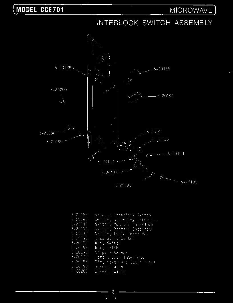 Maytag GCCE701 interlock switch assembly - microwave diagram