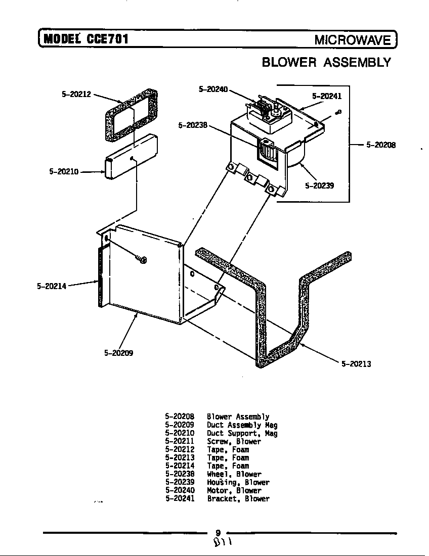 Maytag GCCE701 blower assembly - microwave diagram