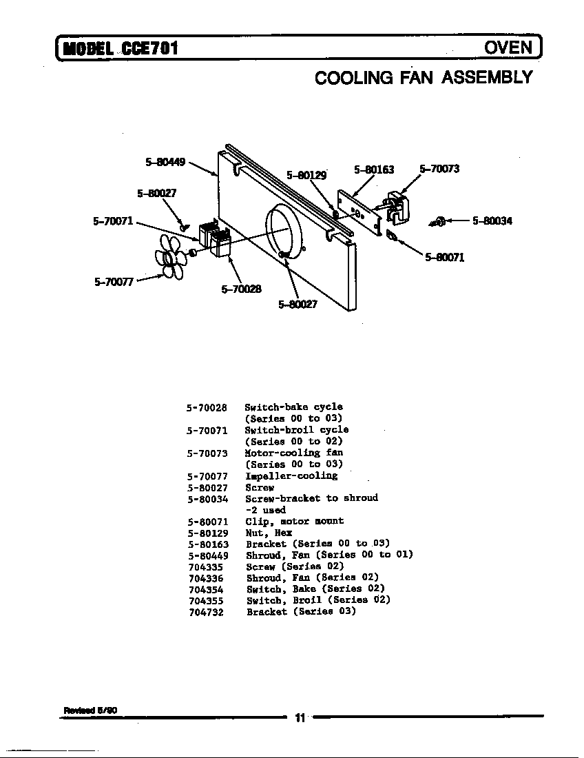 Maytag GCCE701 cooling fan assembly diagram