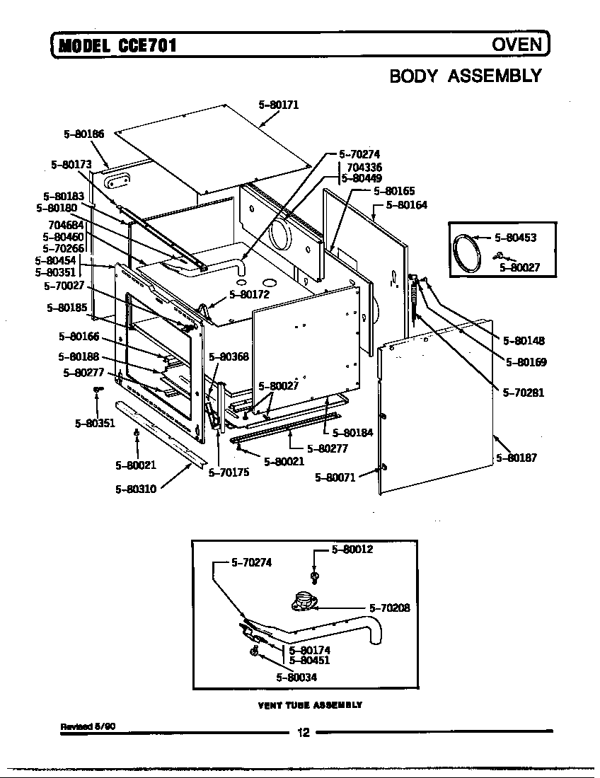Maytag GCCE701 body assembly diagram