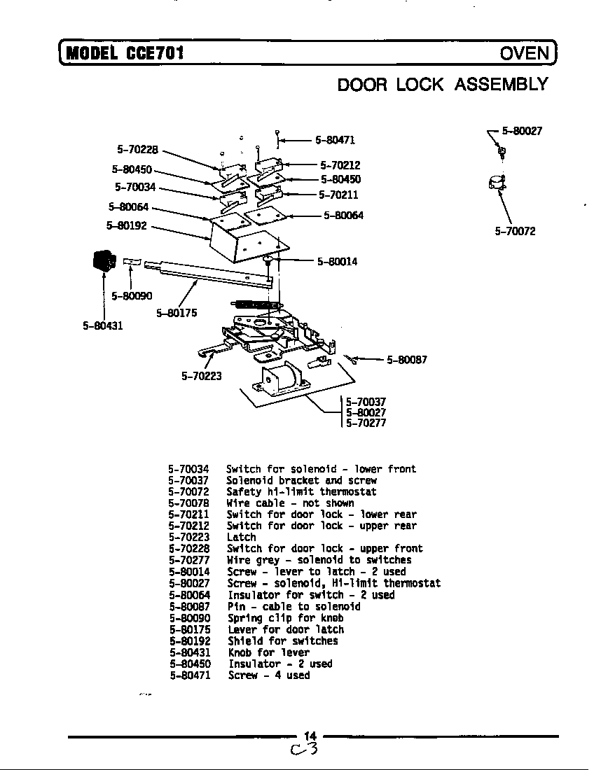 Maytag GCCE701 door lock assembly diagram