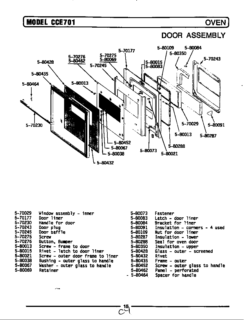 Maytag GCCE701 door assembly diagram