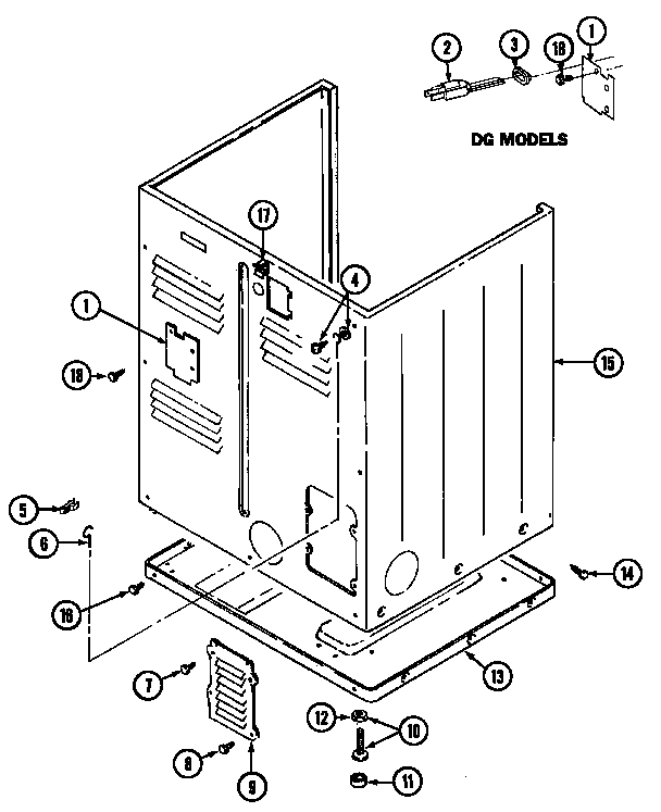 Maytag LDG7304AAM cabinet-rear (ldg7304aae) (ldg7304aal) (ldg7304abe) (ldg7304abl) diagram