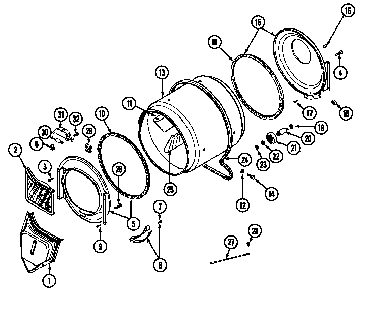 Maytag LDE4914ACE tumbler (lde4914acm & ldg4914aam) (lde4914acm) (ldg4914aam) diagram