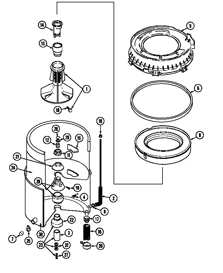 Maytag LAT8204AAM tub diagram