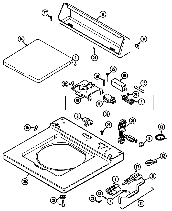Maytag LAT8434AAM top (lat8424aae) (lat8424aal) (lat8434aae) (lat8434aal) (lat8424aam) diagram