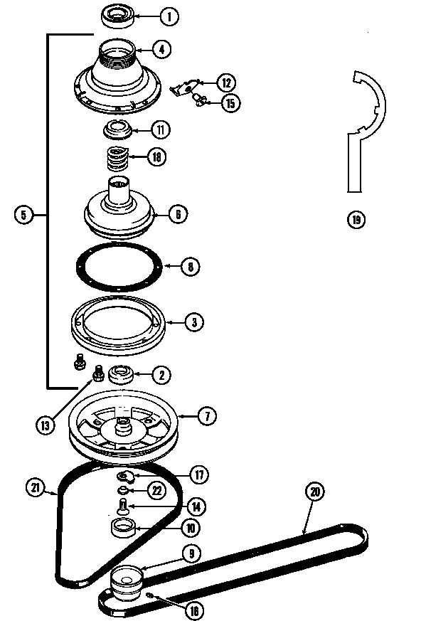 Maytag LAT5914AAM clutch, brake & belts diagram