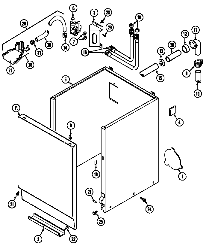 Maytag LAT8714AAE cabinet diagram