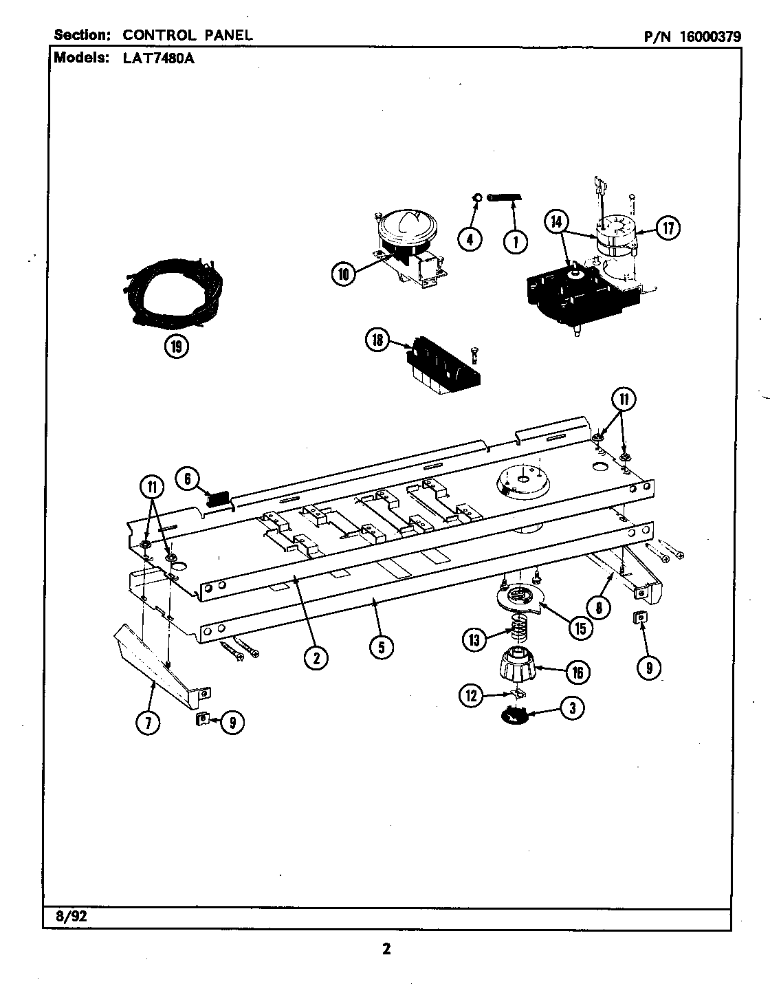 Maytag LAT7480ABL control panel diagram