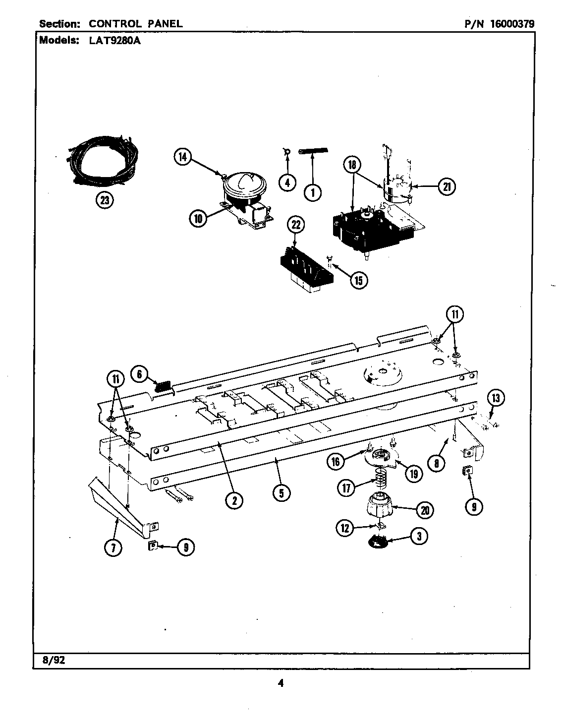 Maytag LAT9280ABL control panel diagram