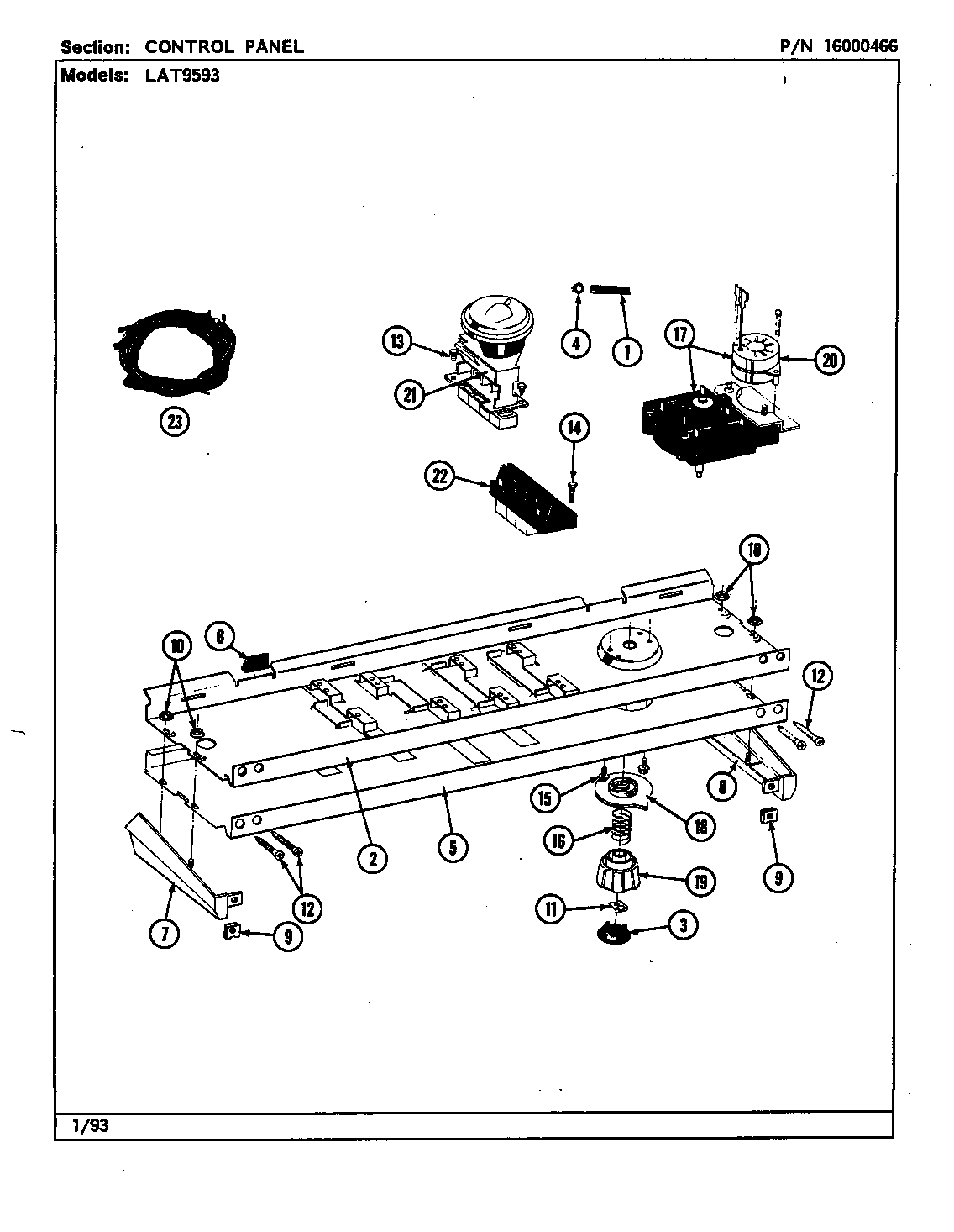 Maytag LAT7793AAW control panel diagram