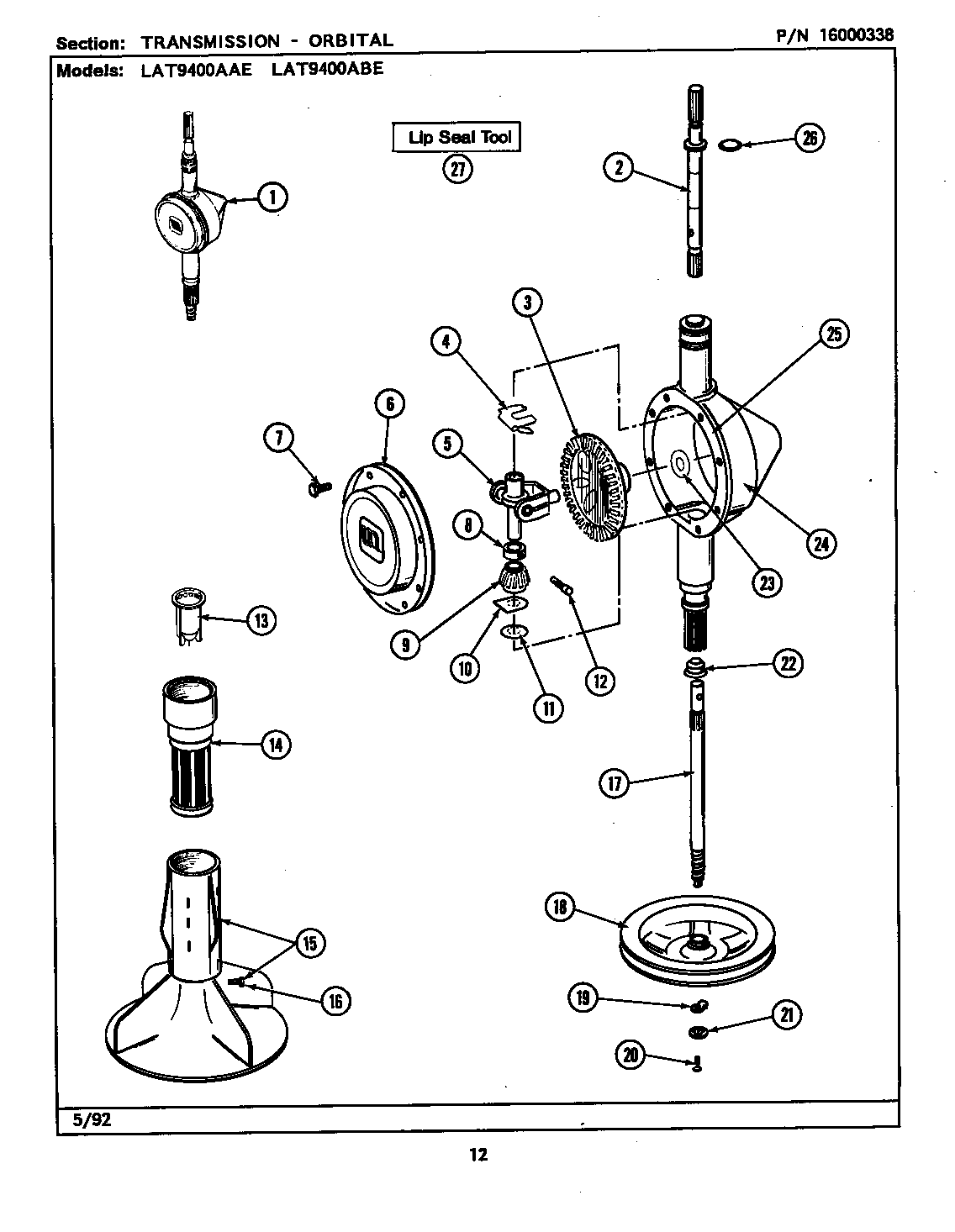 Maytag LAT9400AAW transmission-orbital(lat9400aae & abe) (lat9400aae) (lat9400abe) diagram