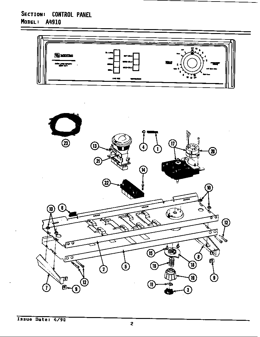 Maytag GA4910 control panel diagram