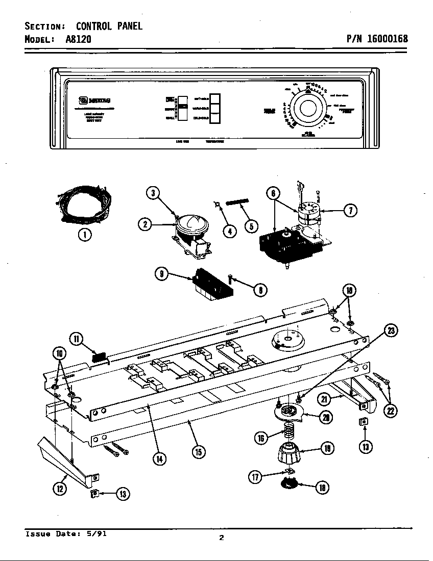 Maytag GA8120 control panel diagram