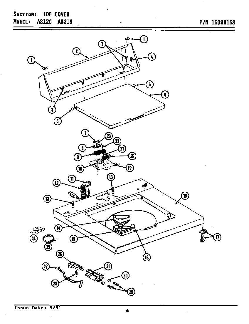 Maytag GA8120 top cover diagram