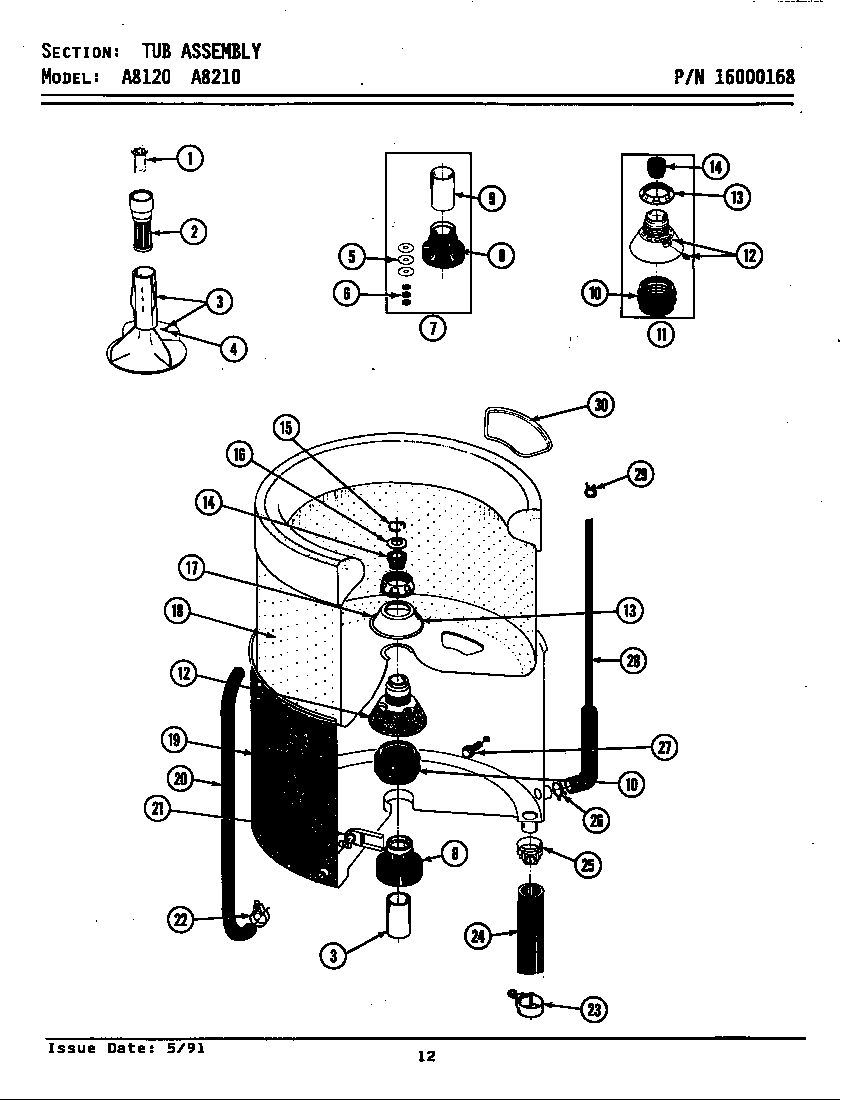 Maytag GA8120 tub assembly diagram