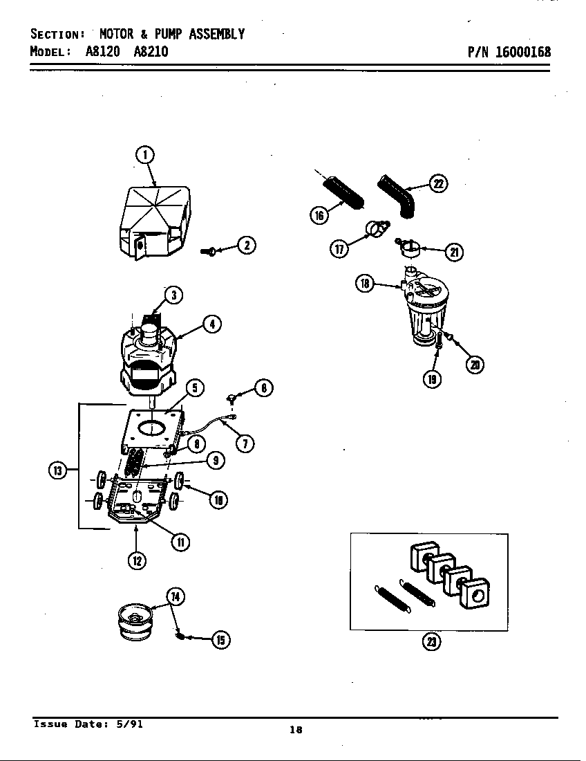Maytag GA8120 motor & pump assembly diagram