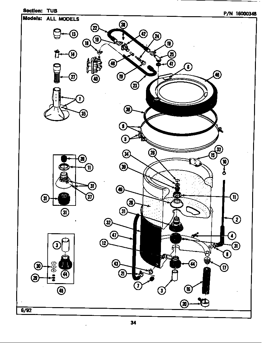 Maytag LAT1910AAL tub diagram
