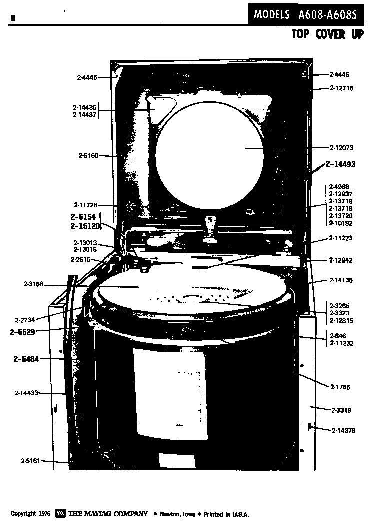 Maytag LA608 top cover up diagram