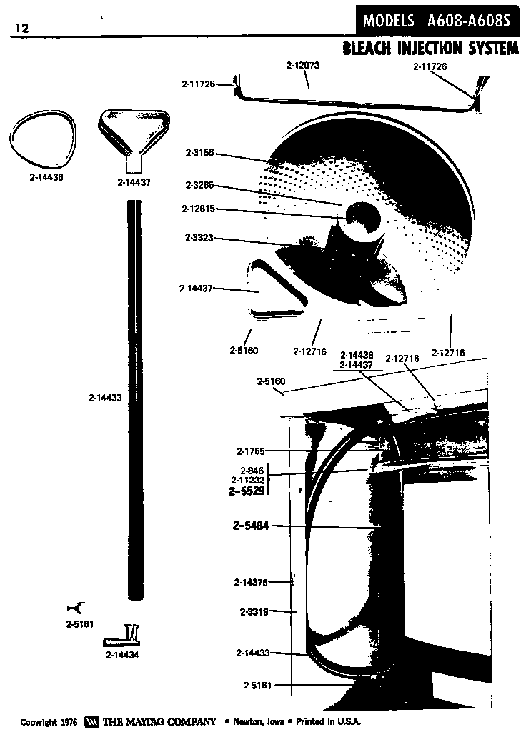 Maytag LA608 bleach injection system diagram