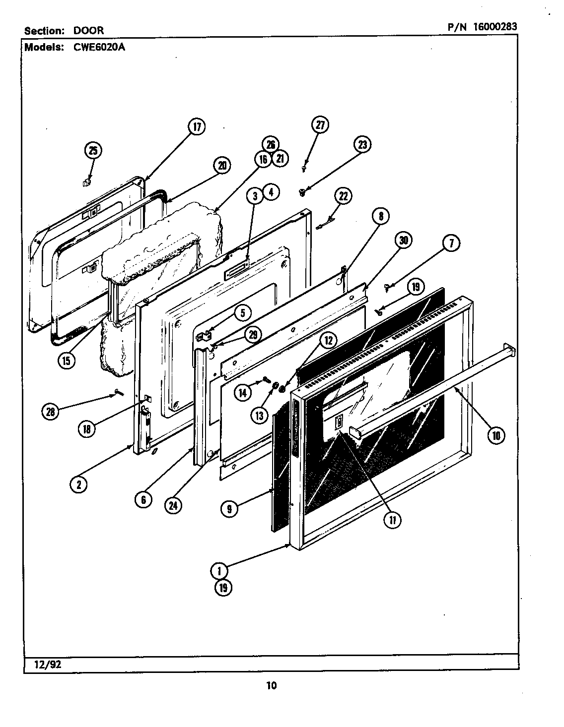 Maytag CWE6020ACB door diagram