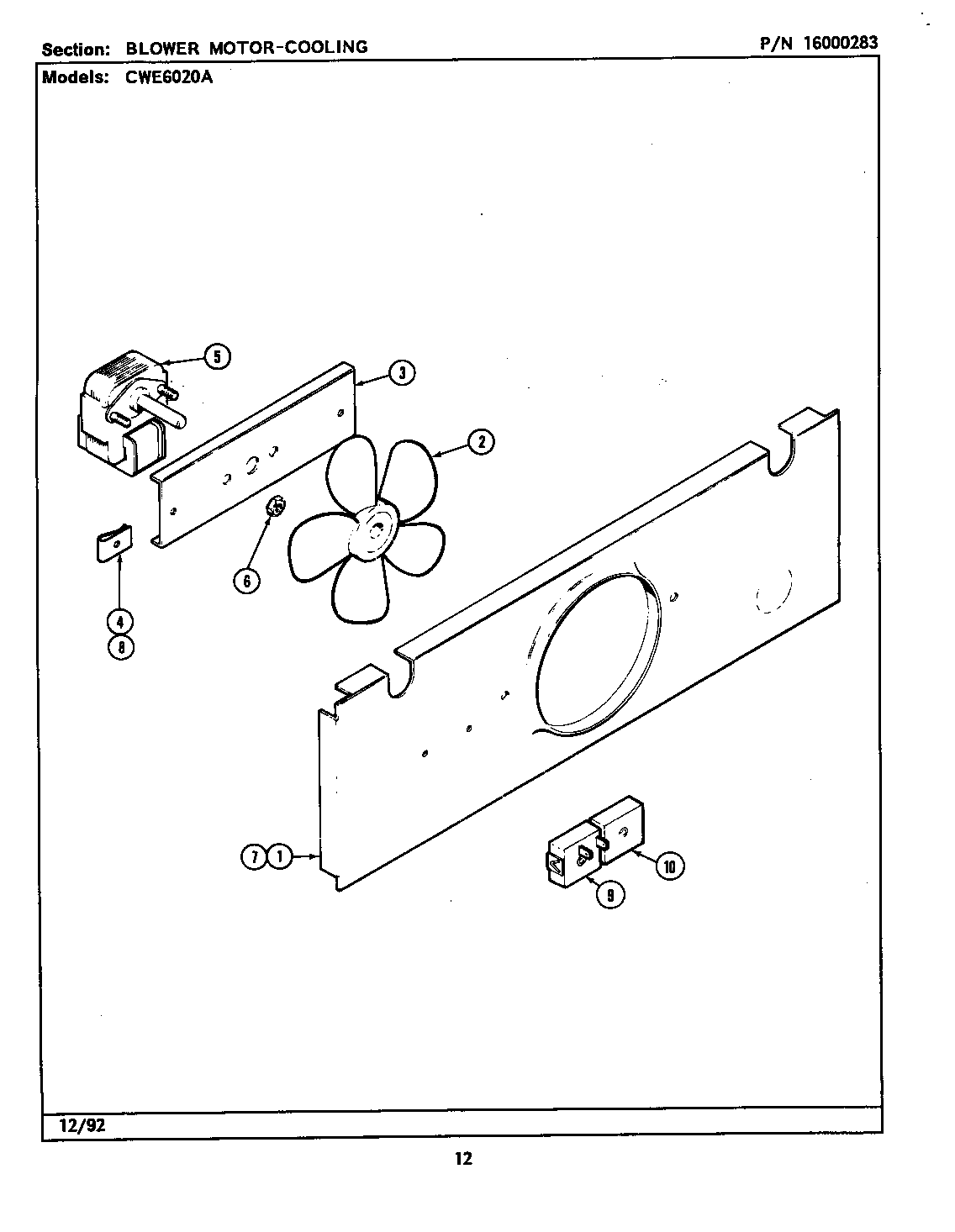 Maytag CWE6020ACB blower motor-cooling diagram