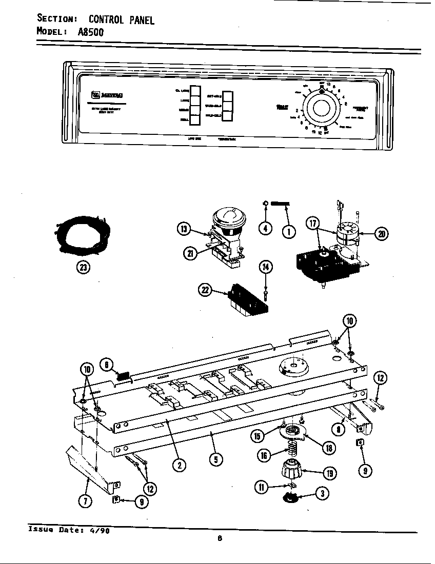 Maytag LA8500 control panel diagram