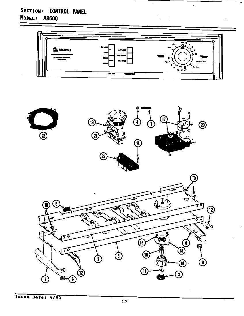 Maytag A8600 control panel diagram
